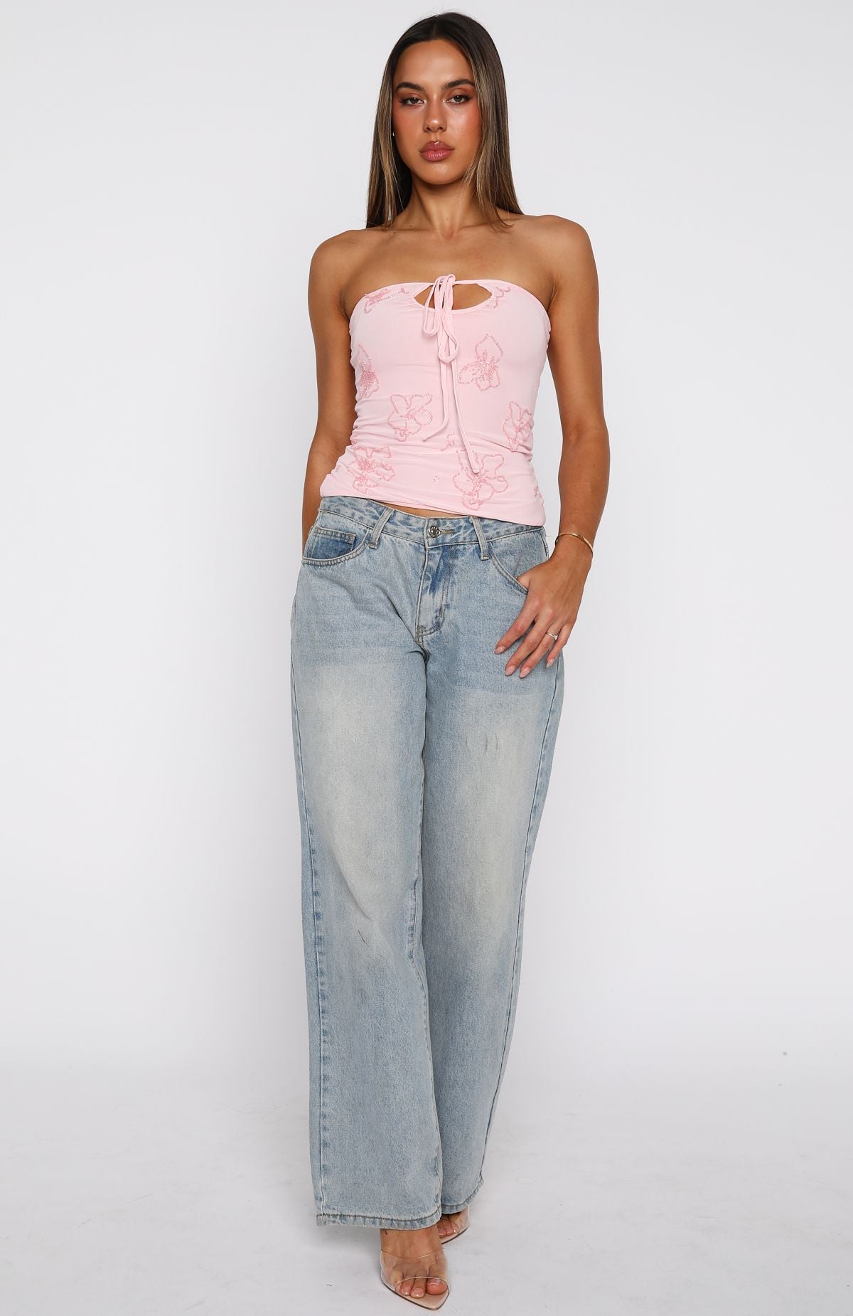 Glow Season Beaded Strapless Top Baby Pink - Image 5