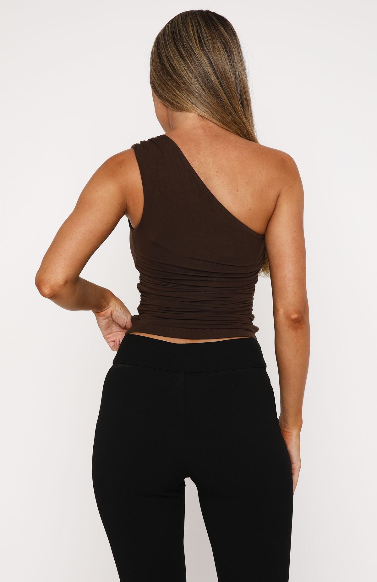 More Life One Shoulder Top Chocolate - Image 4