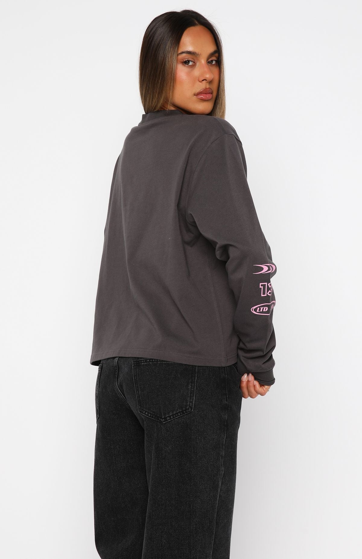 All Around Me Long Sleeve Tee Charcoal - Image 4