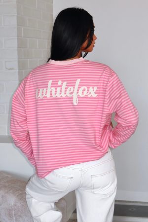 Catch The Drift Long Sleeve Tee Dark Pink/Light Pink Stripe
