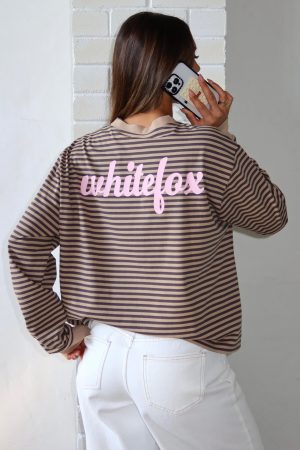 Catch The Drift Long Sleeve Tee Chocolate/Tan Stripe