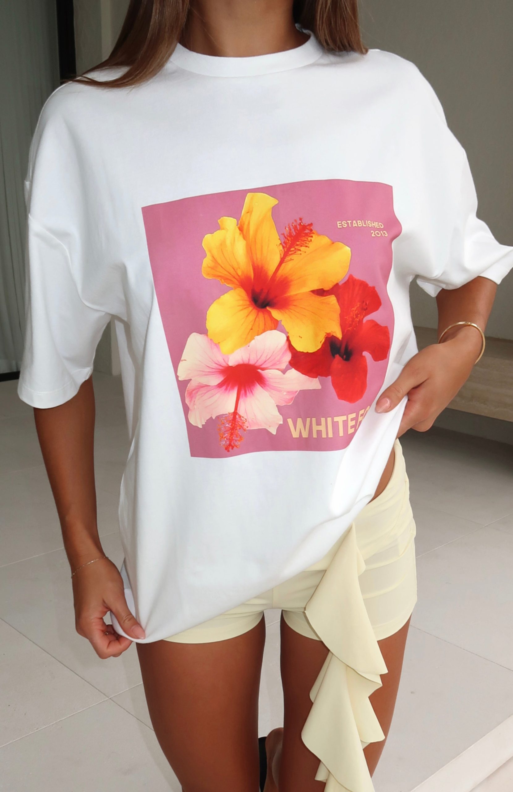 Little By Little Oversized Tee White