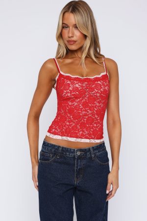 Lots Of Lust Lace Cami Red