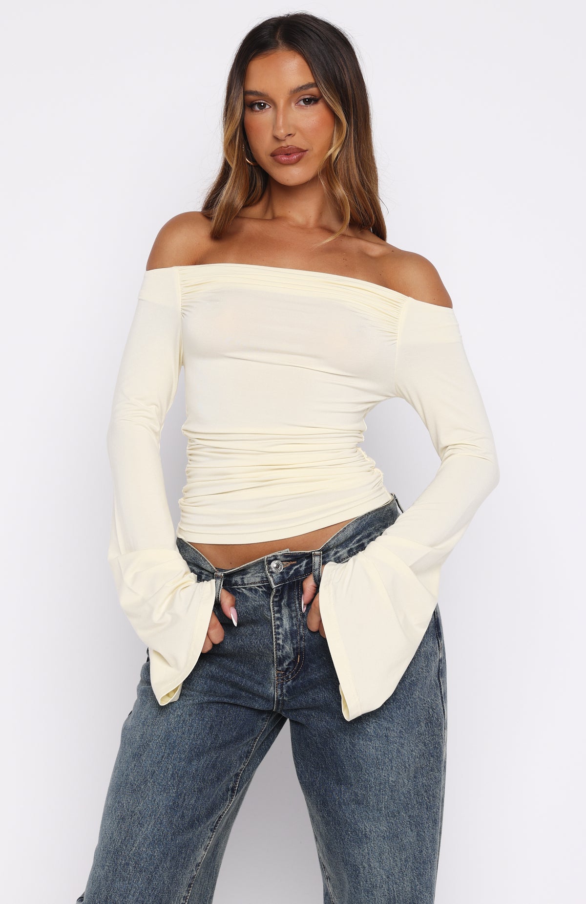 Perfect Night Long Sleeve Top Cream - Image 2