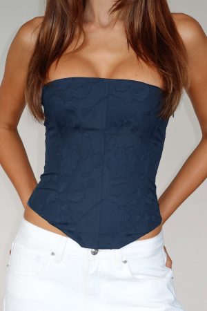 In The Mirror Strapless Bustier Navy