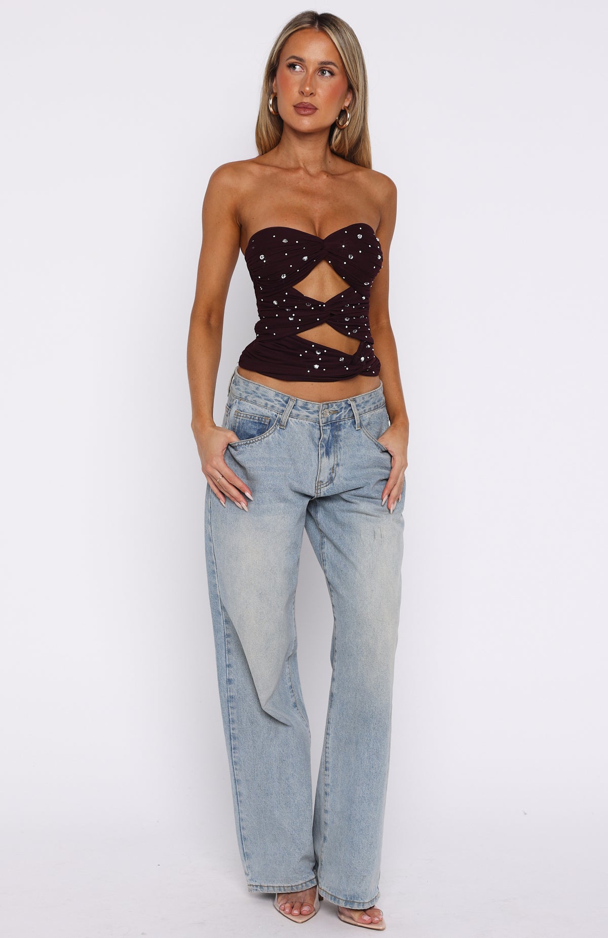 Taking What's Mine Strapless Top Plum - Image 5