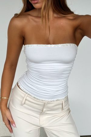 Took A Look Strapless Top White