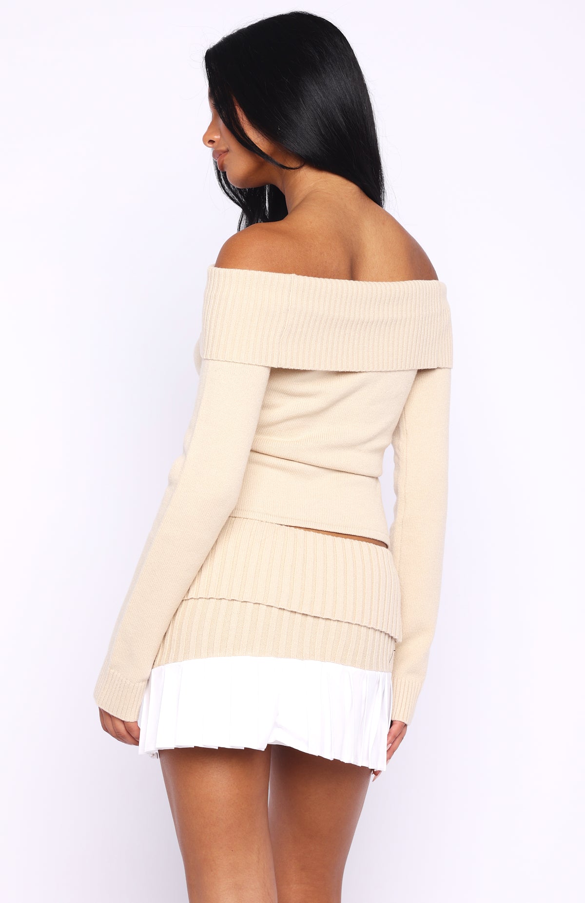 Casually Perfect Long Sleeve Knit Top Beige - Image 4