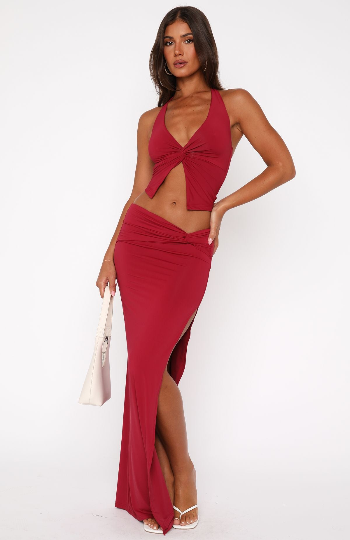 Made You Look Halter Top Burgundy - Image 5