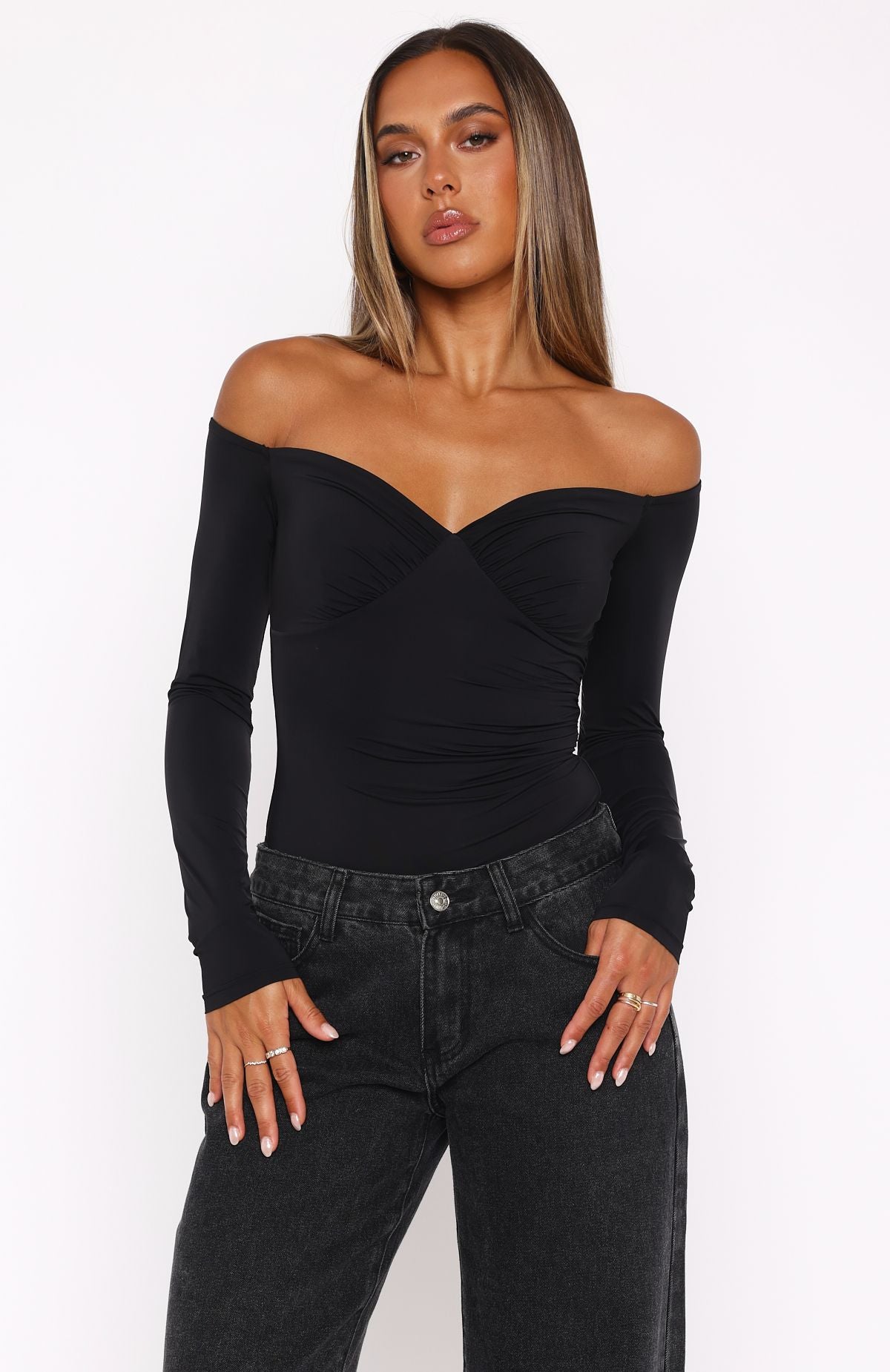 Your Muse Long Sleeve Bodysuit Black - Image 4