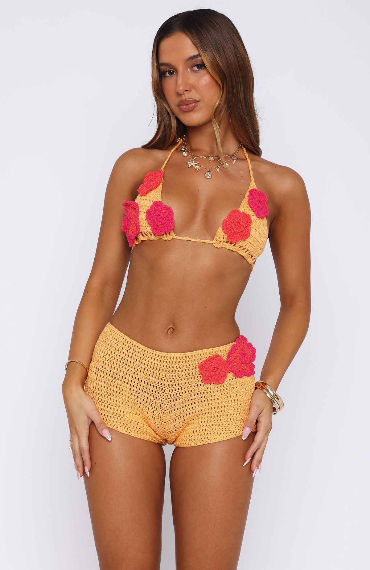 The Rumours Are True Crochet Top Pastel Orange/Pink - Image 2