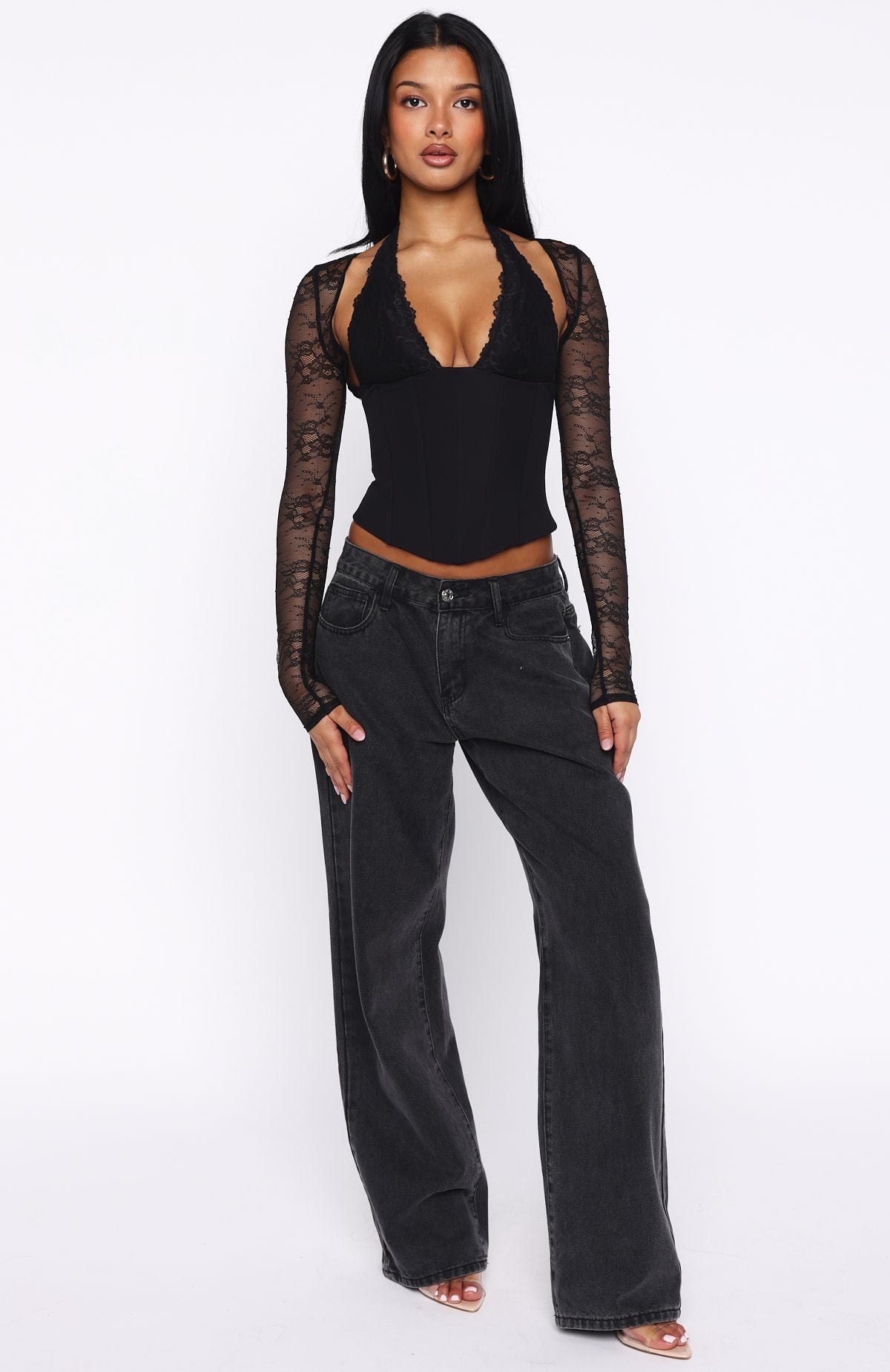 Never Walk Alone Long Sleeve Bustier Black - Image 5